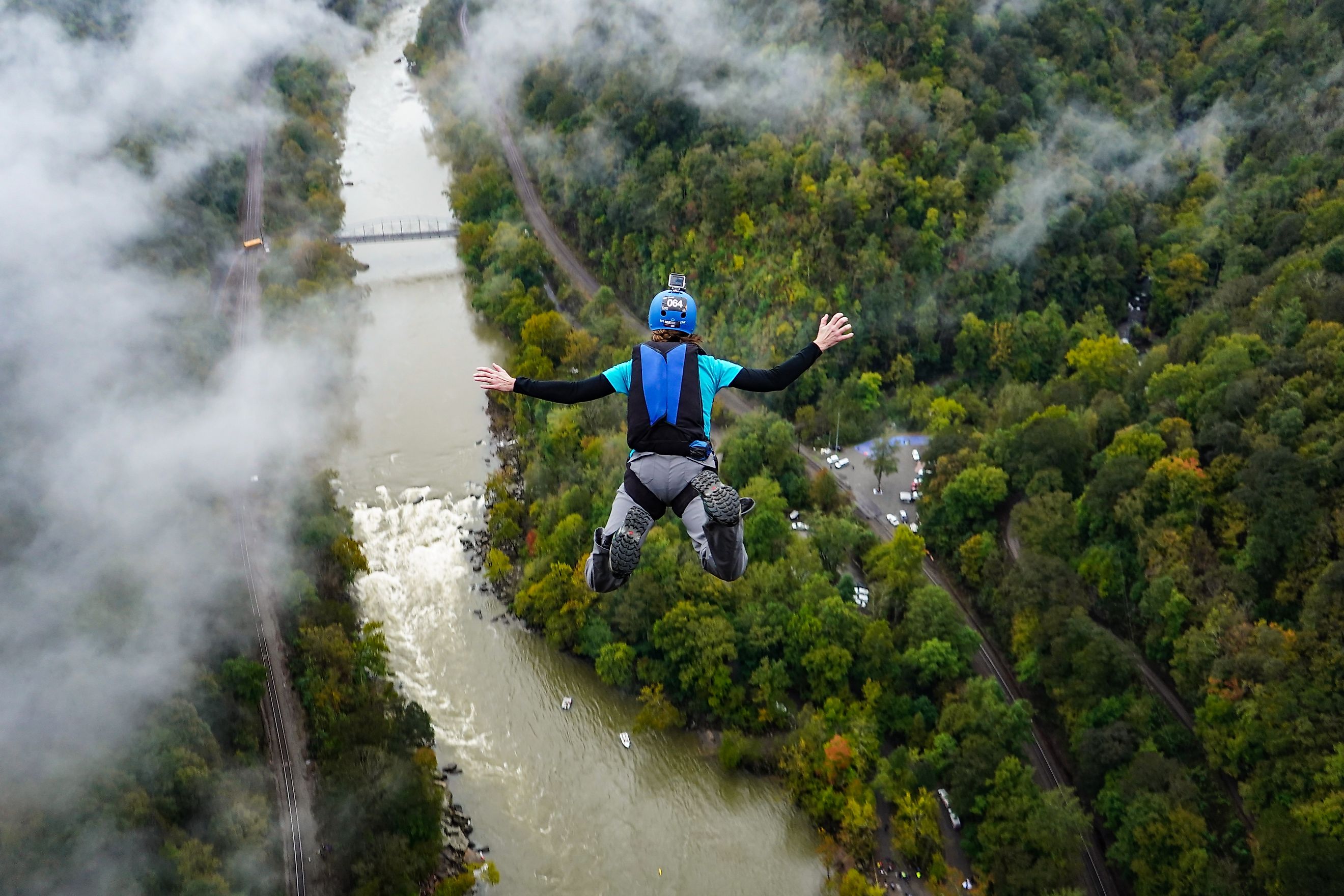 BASE jumper leaps from New River Gorge Bridge in West Virginia