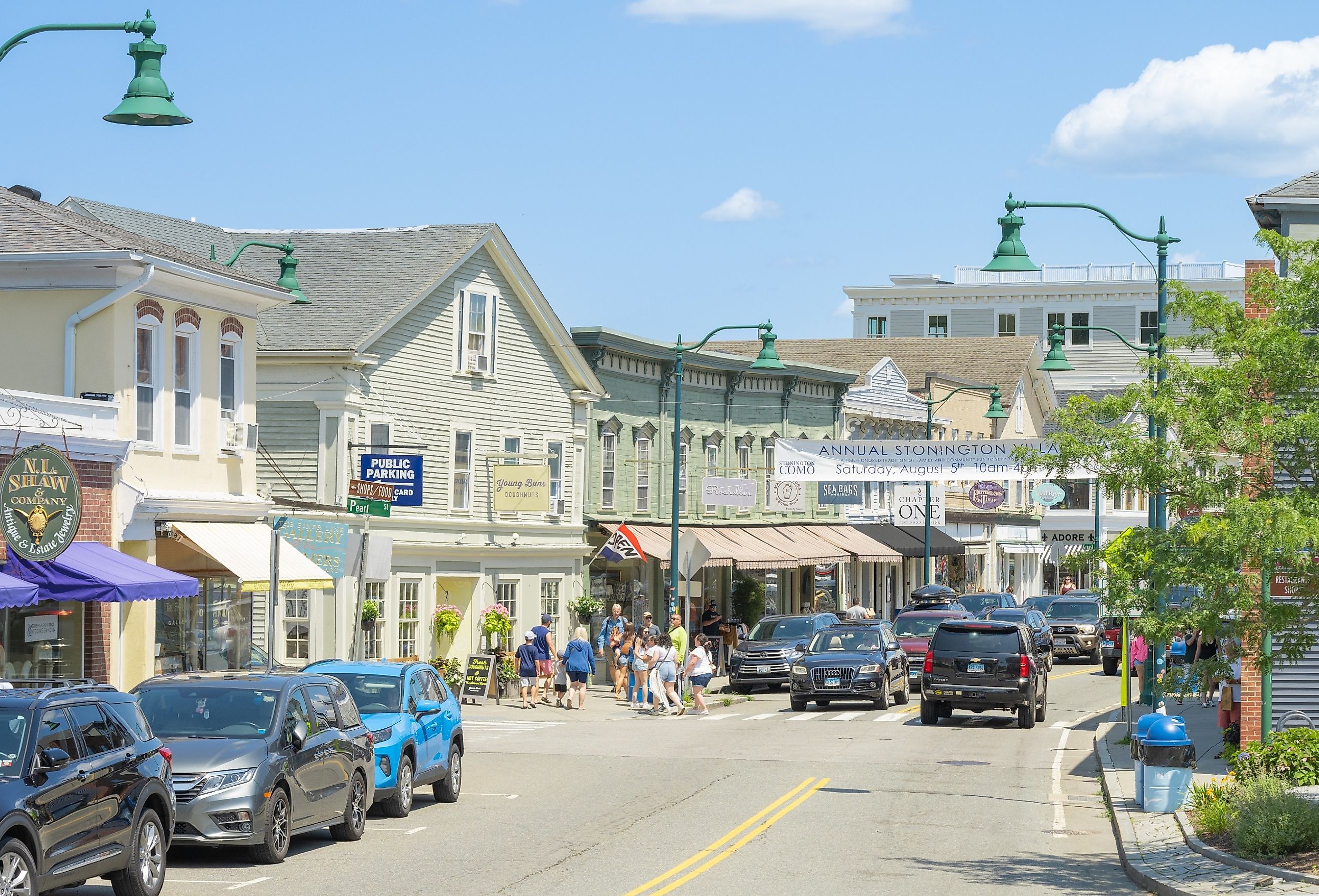 Main Street in Mystic, Connecticut. Image credit Actium via Shutterstock