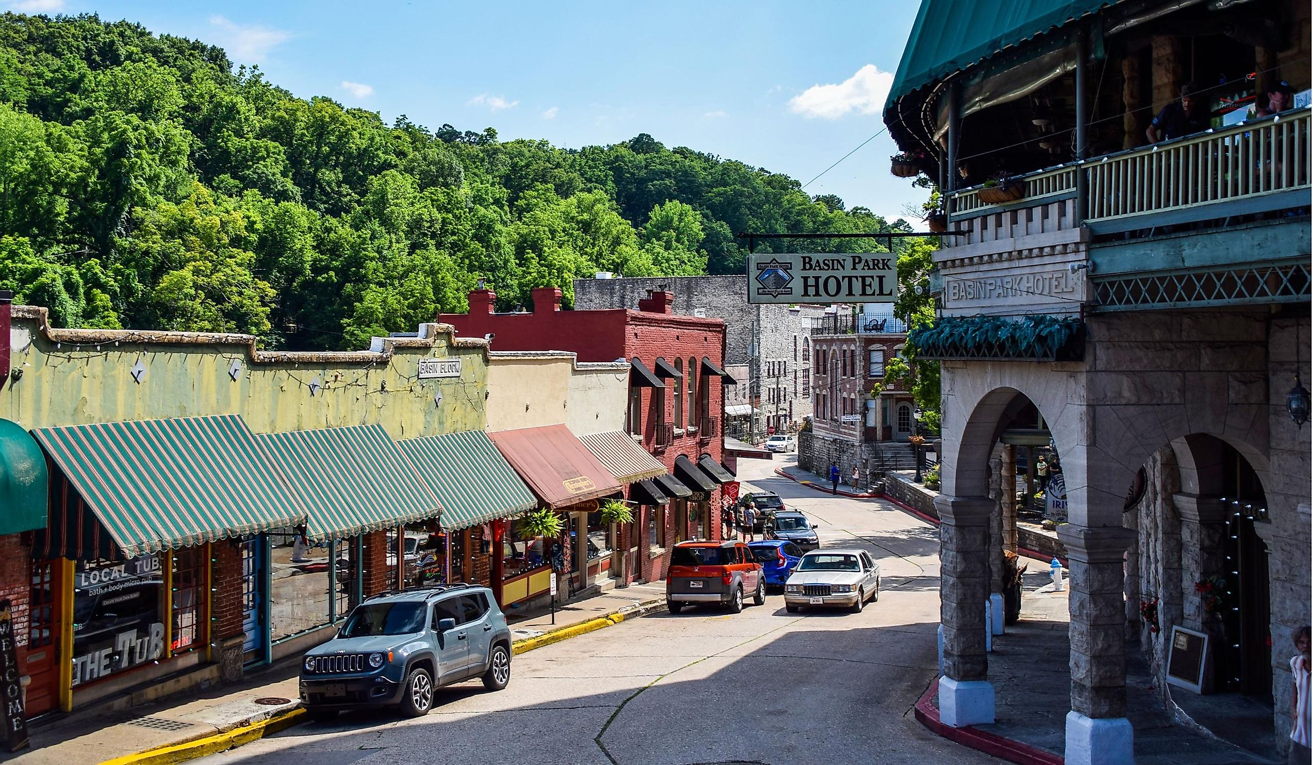 Historic downtown Eureka Springs, AR, with boutique shops and famous buildings. Editorial Credit: Rachael Martin / Shutterstock.com