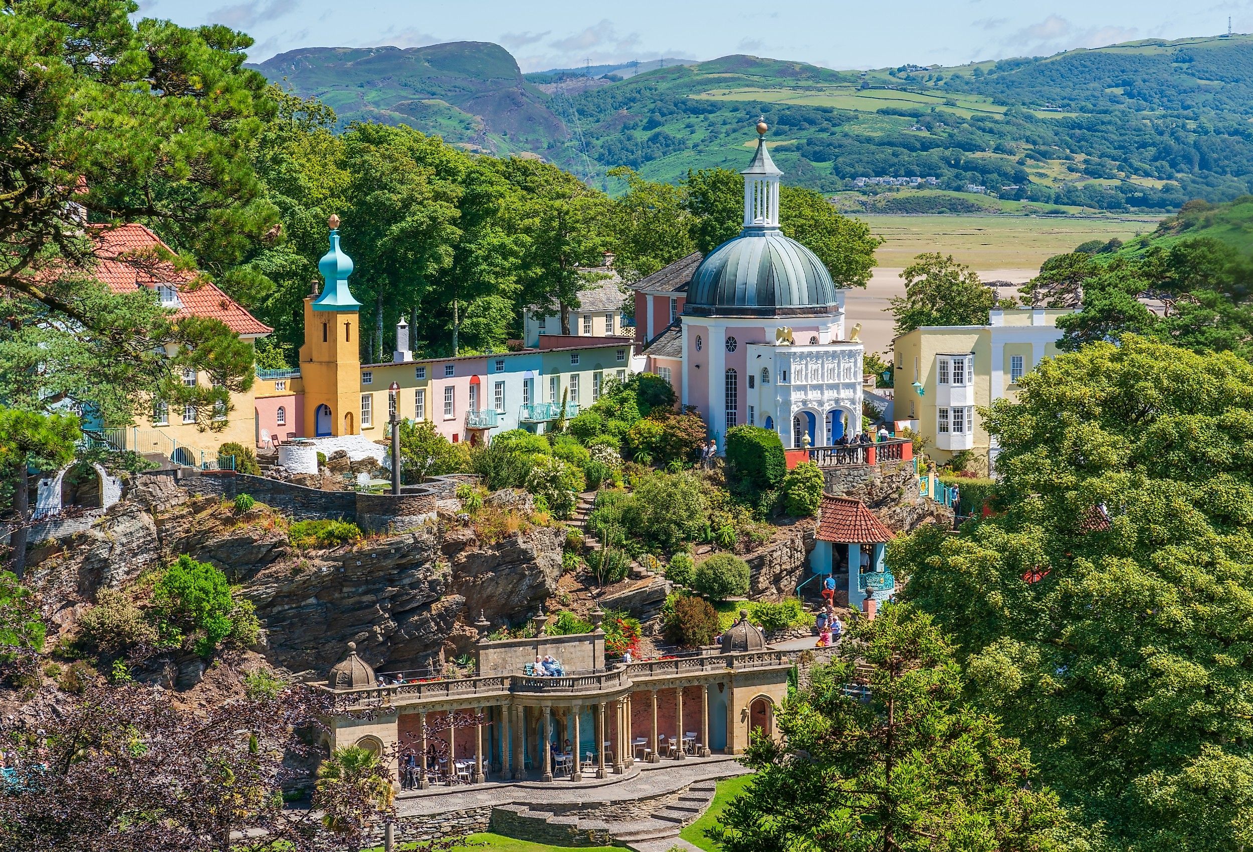 Portmeirion village in Wales, designed and built by Sir Clough Williams-Ellis. Image credit BBA Photography via Shutterstock