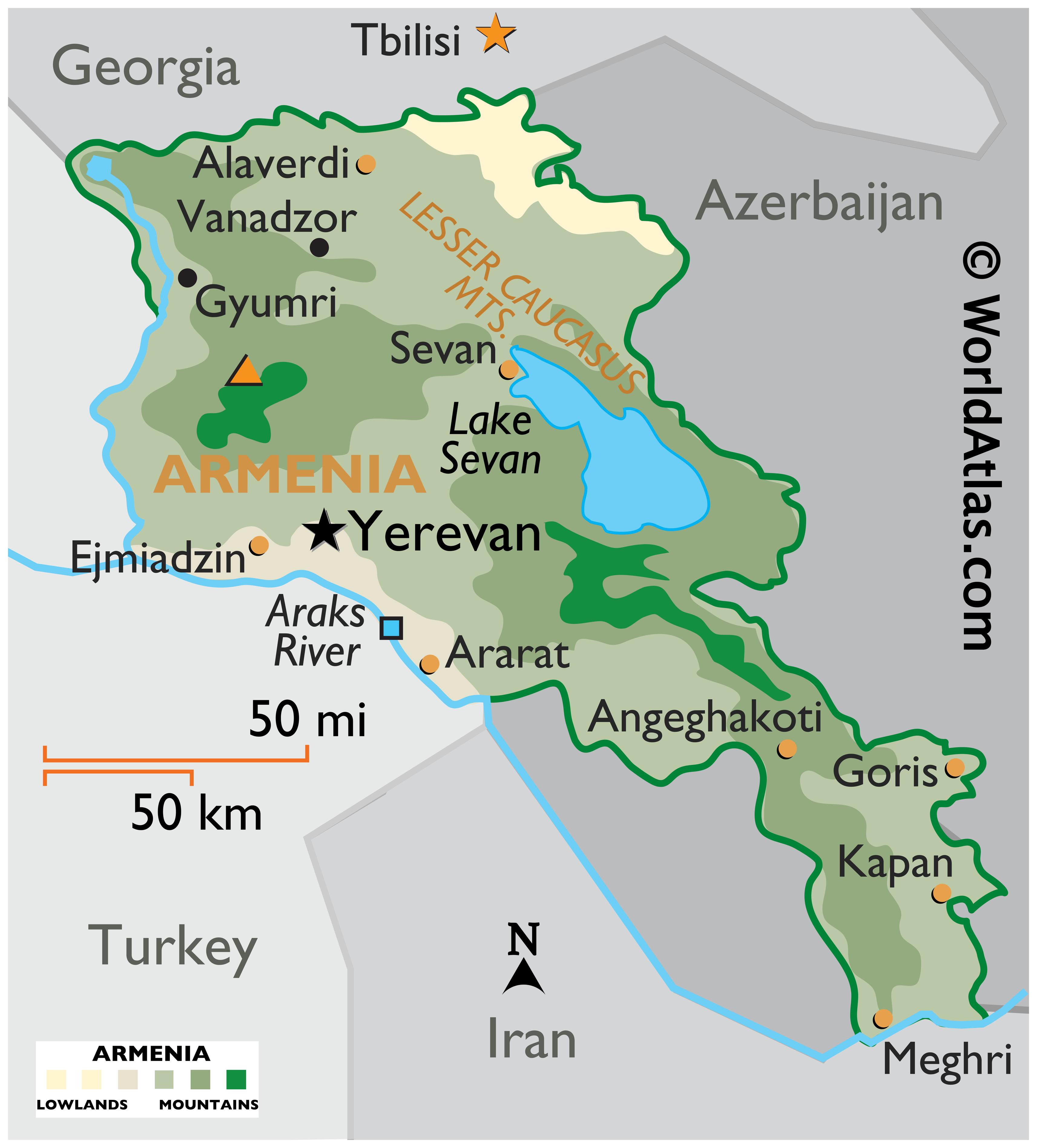 GeographyIQ - World Atlas - Middle East - Map of Armenia