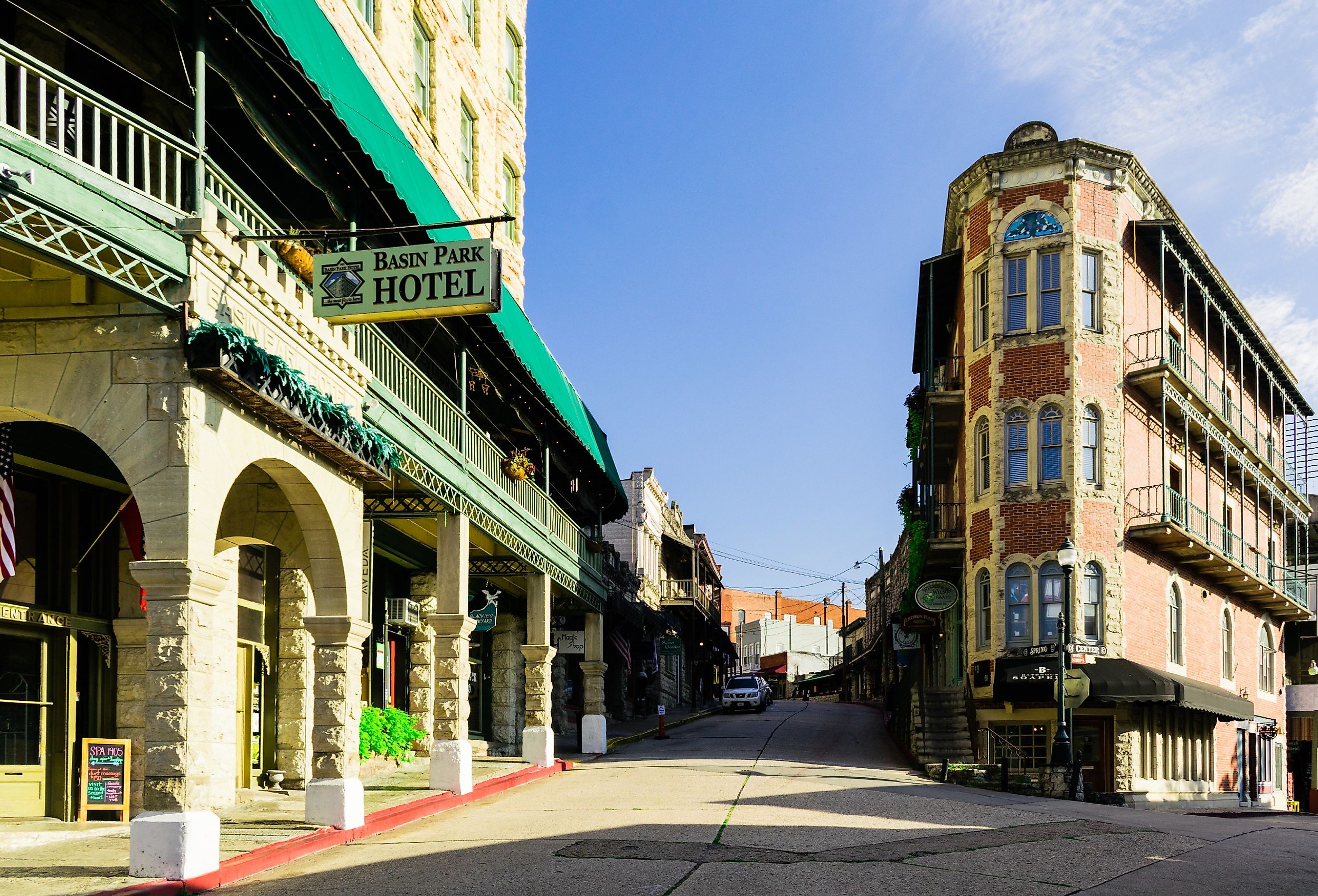 Historic downtown street of Eureka Springs, Arkansas. Image credit rjjones via Shutterstock