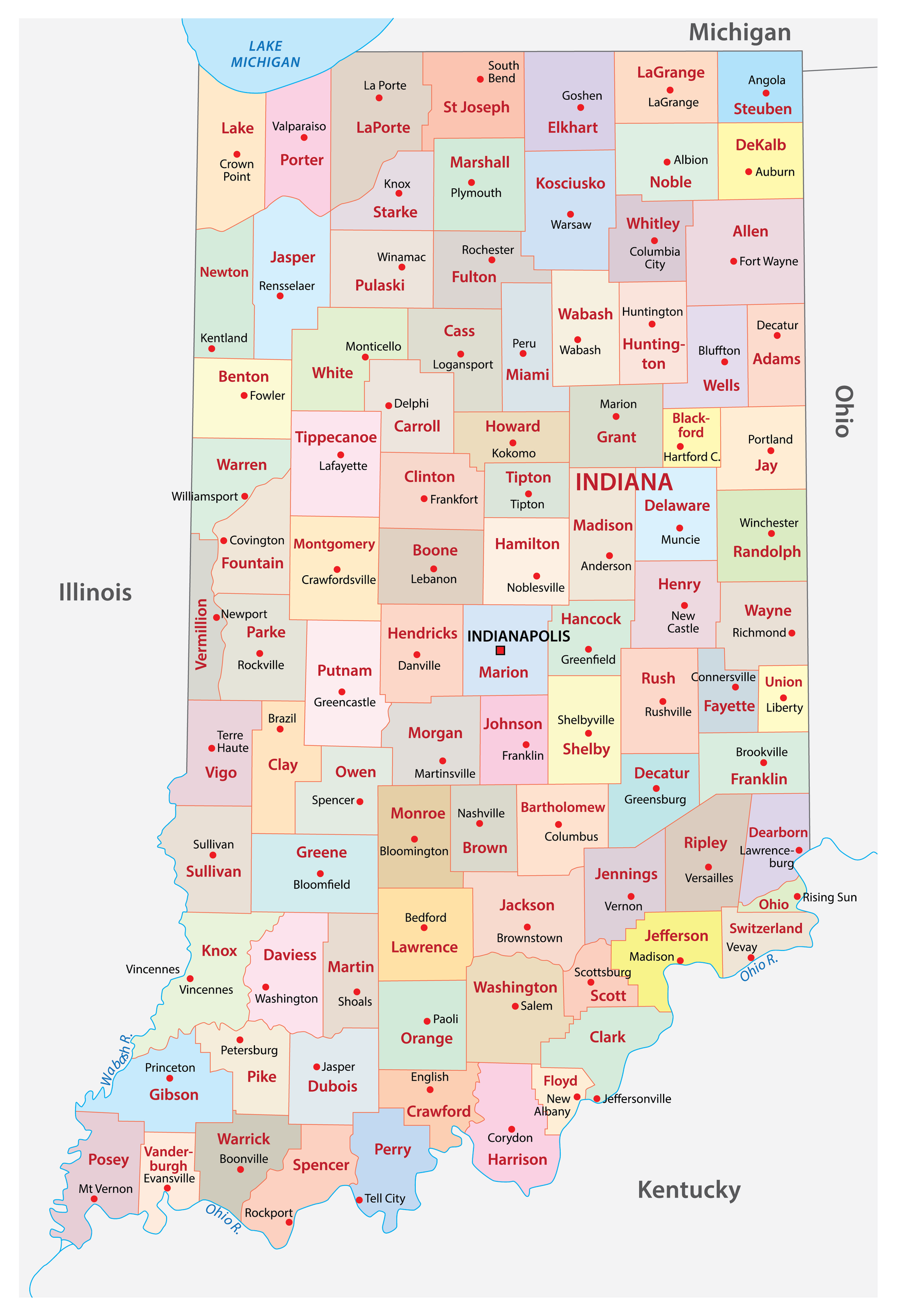 Indiana Counties Map 