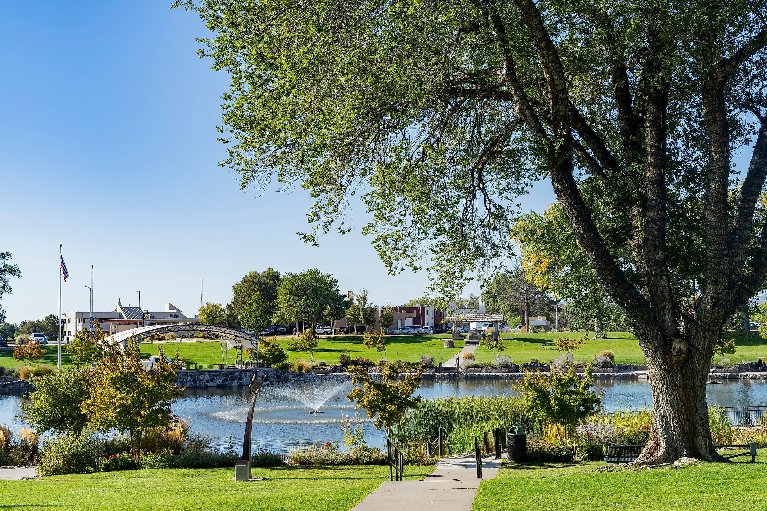 Morning view of the Ashley Pond Park at Los Alamos, New Mexico.