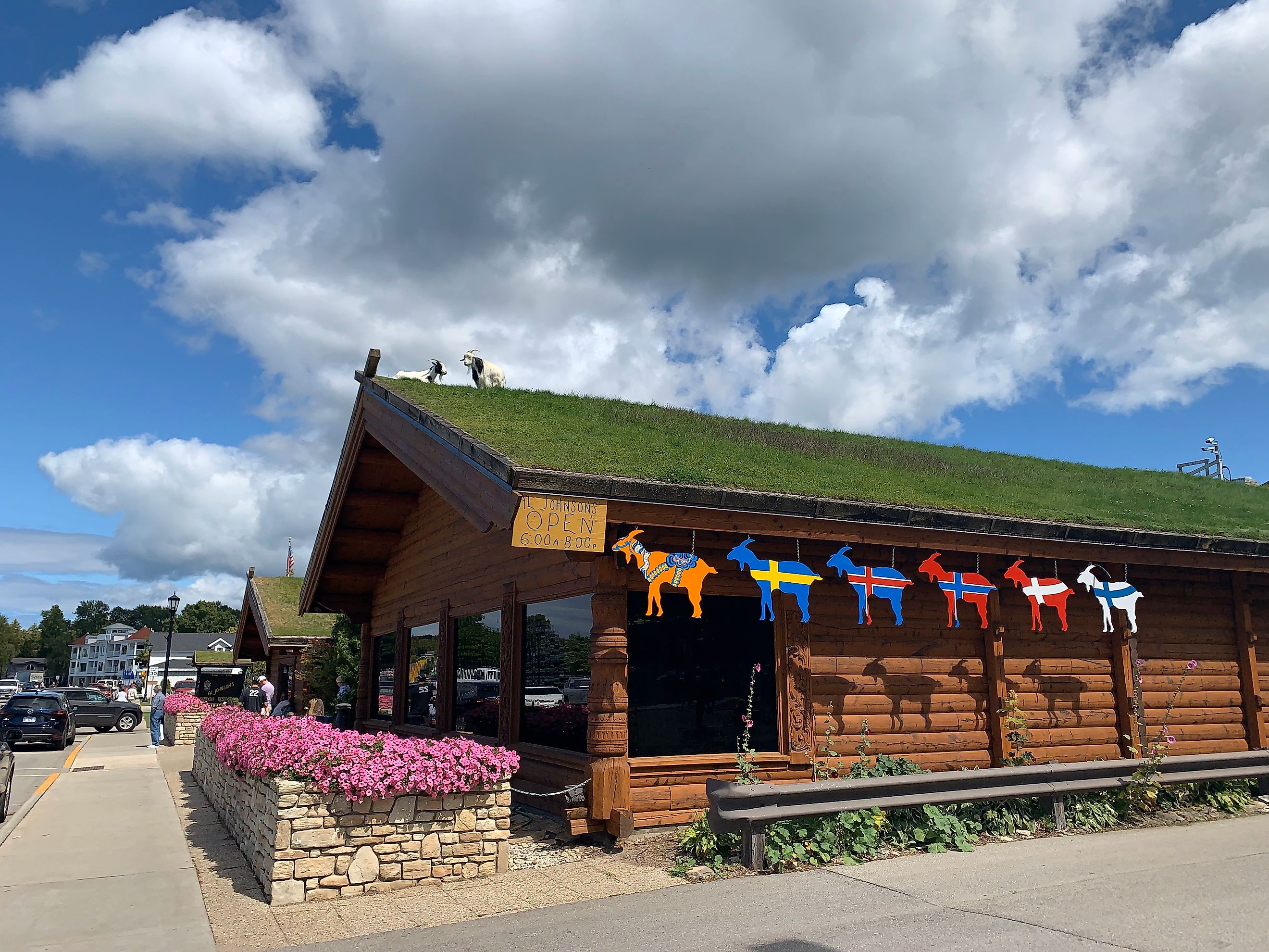 Al Johnson’s Swedish Restaurant & Butik in Sister Bay, Wisconsin. Yes, those are real goats on the roof.