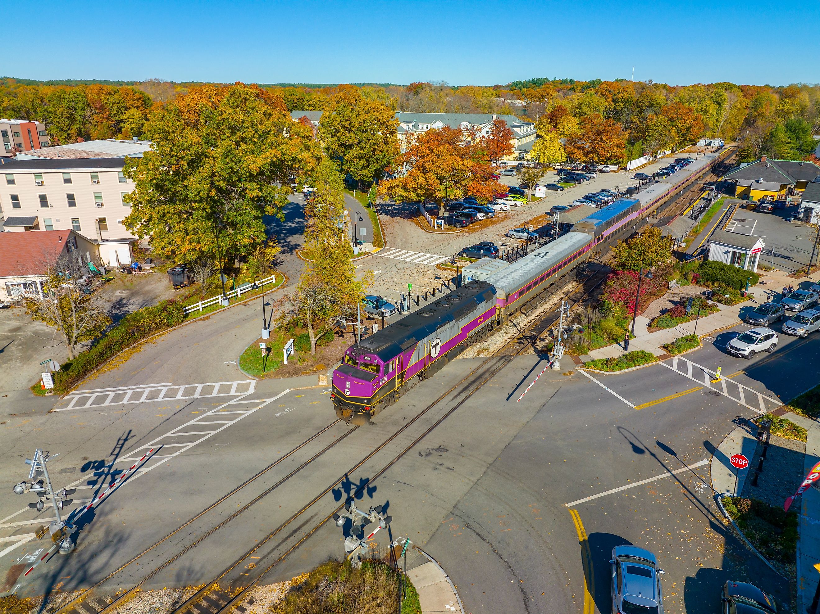 MBTA Commuter Rail stops at West Concord depot in Concord, Massachusetts. Editorial credit: Wangkun Jia / Shutterstock.com.