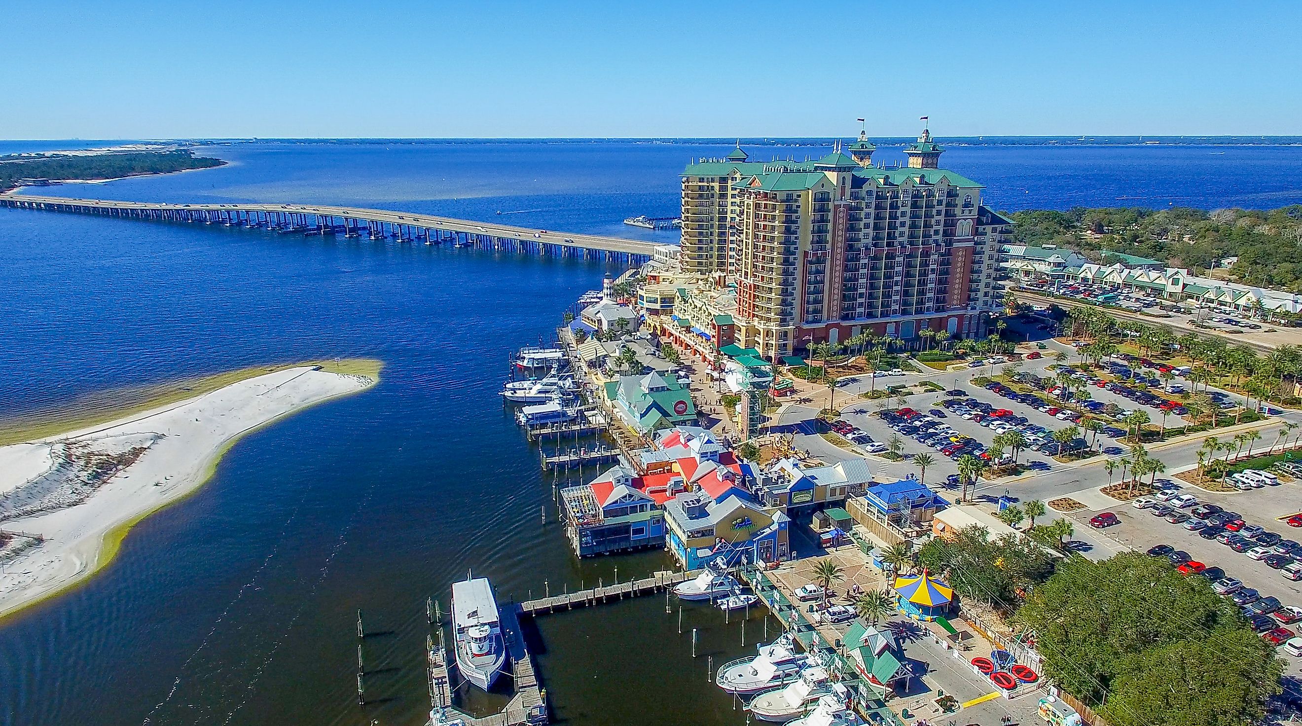 Aerial view of the coastline in Destin, Florida.