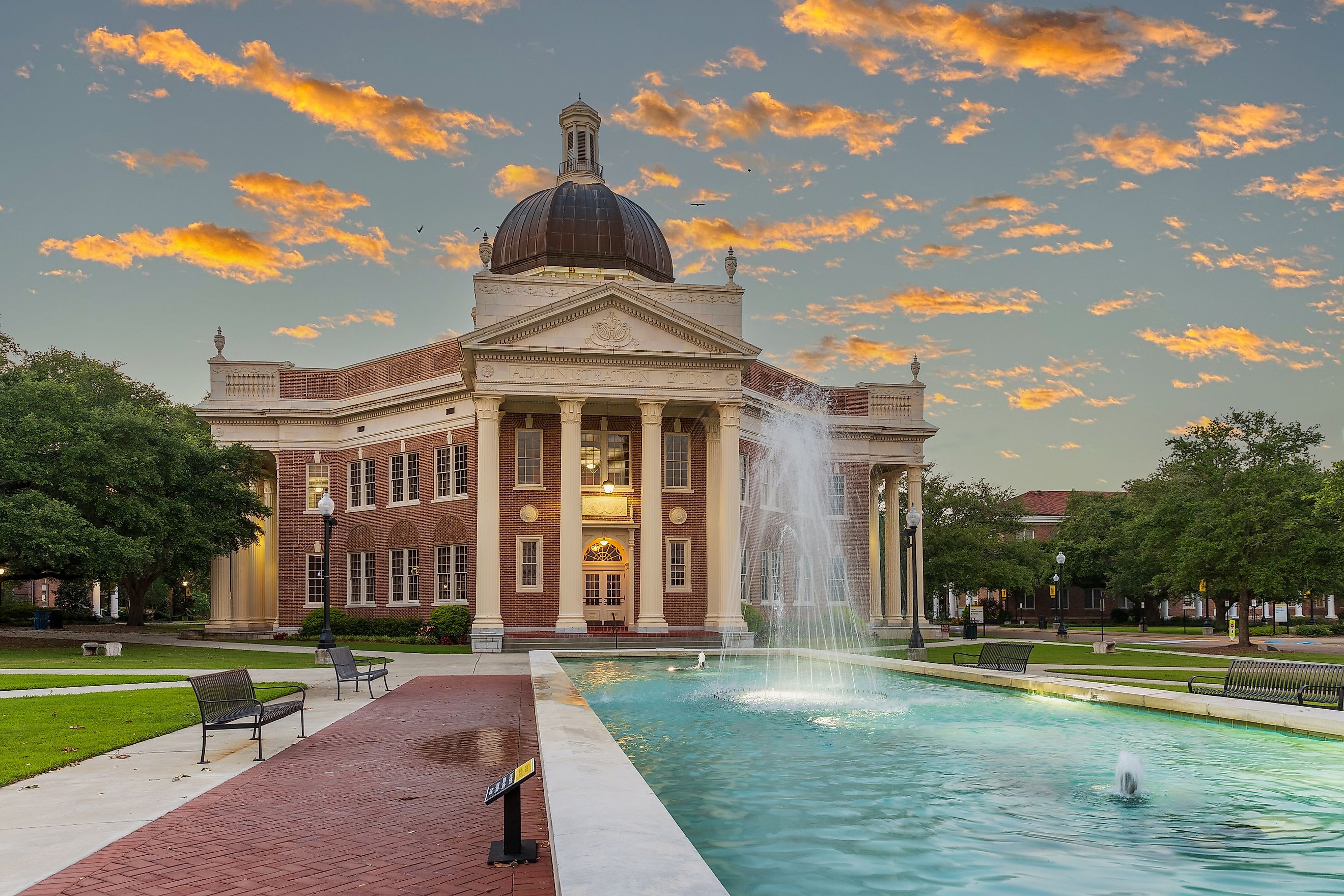 The campus of the University of Southern Mississippi in Hattiesburg, Mississippi. Editorial credit: Chad Robertson Media / Shutterstock.com.