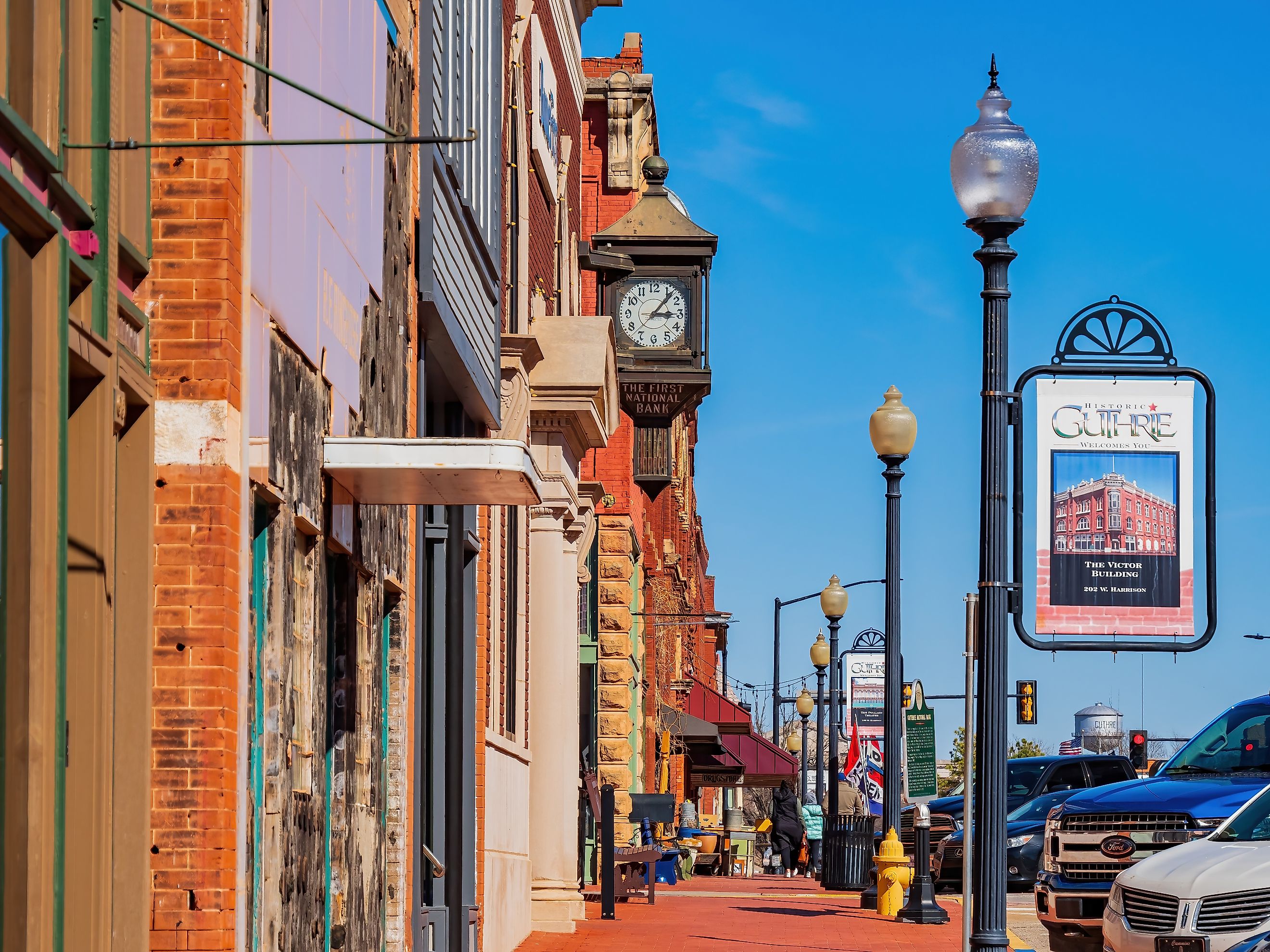 A sidewalk view of Guthrie, Oklahoma. Kit Leong / Shutterstock.com