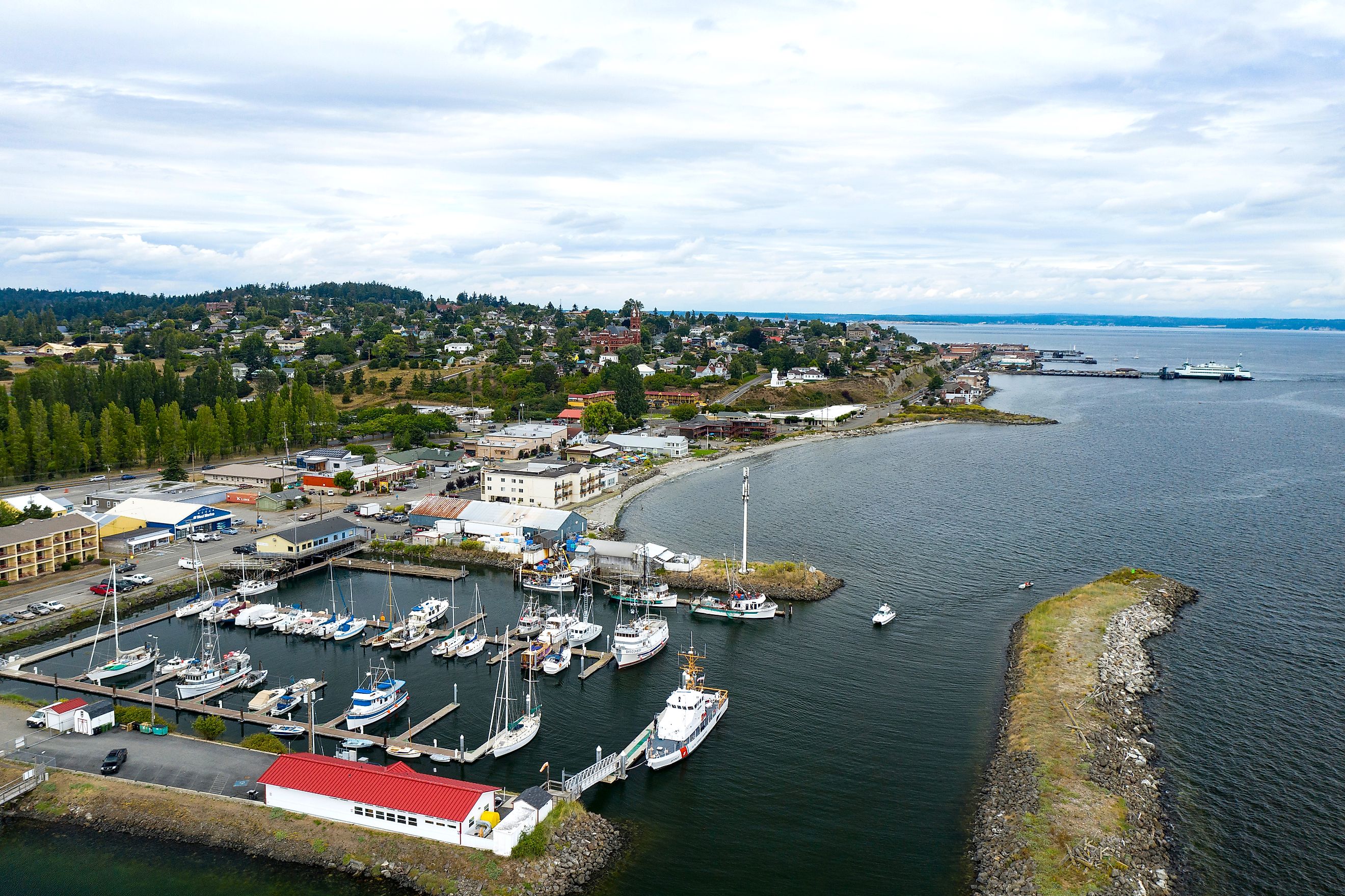 Aerial view of marina of Port Townsend. Editorial credit: Cascade Creatives / Shutterstock.com.