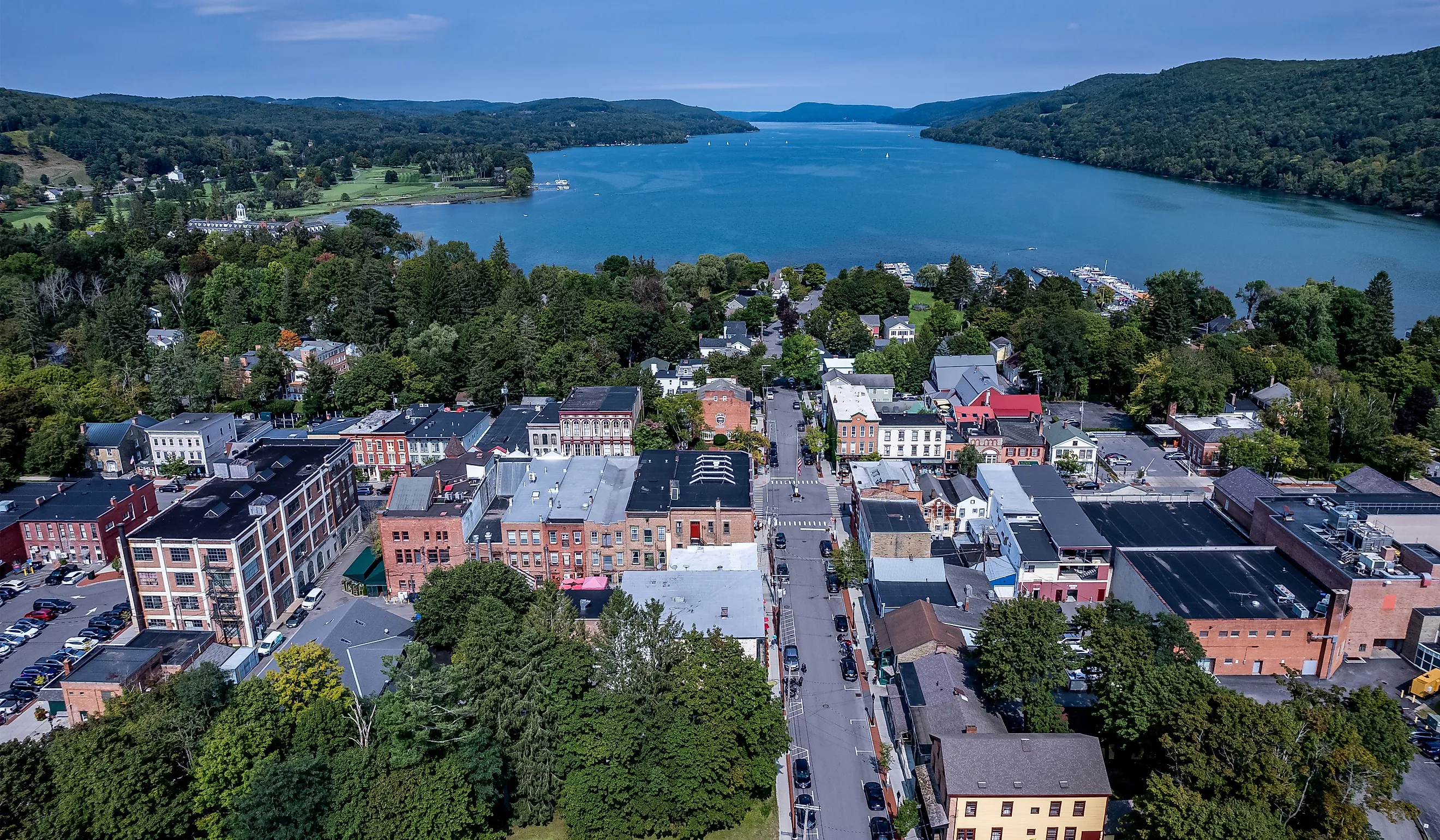 Aerial view of Cooperstown, New York
