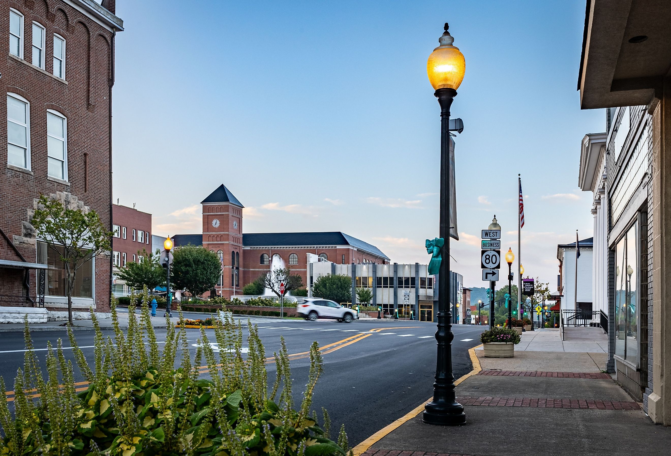 Downtown fountain in a square in Somerset, Kentucky.