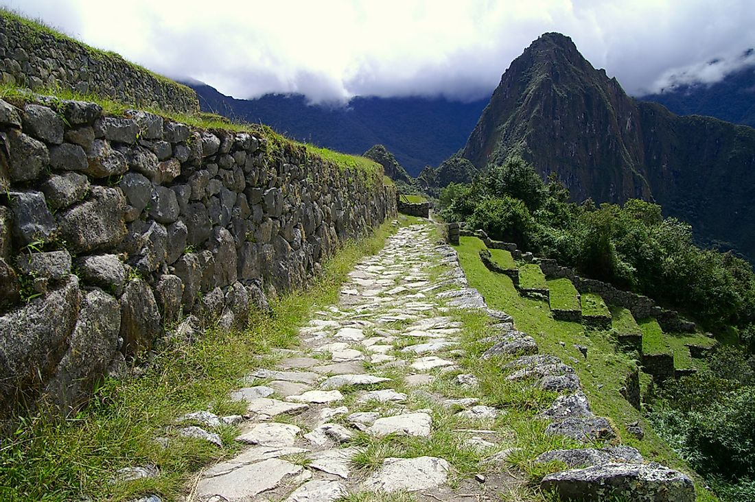 The Inca Trail leading to Machu Picchu.