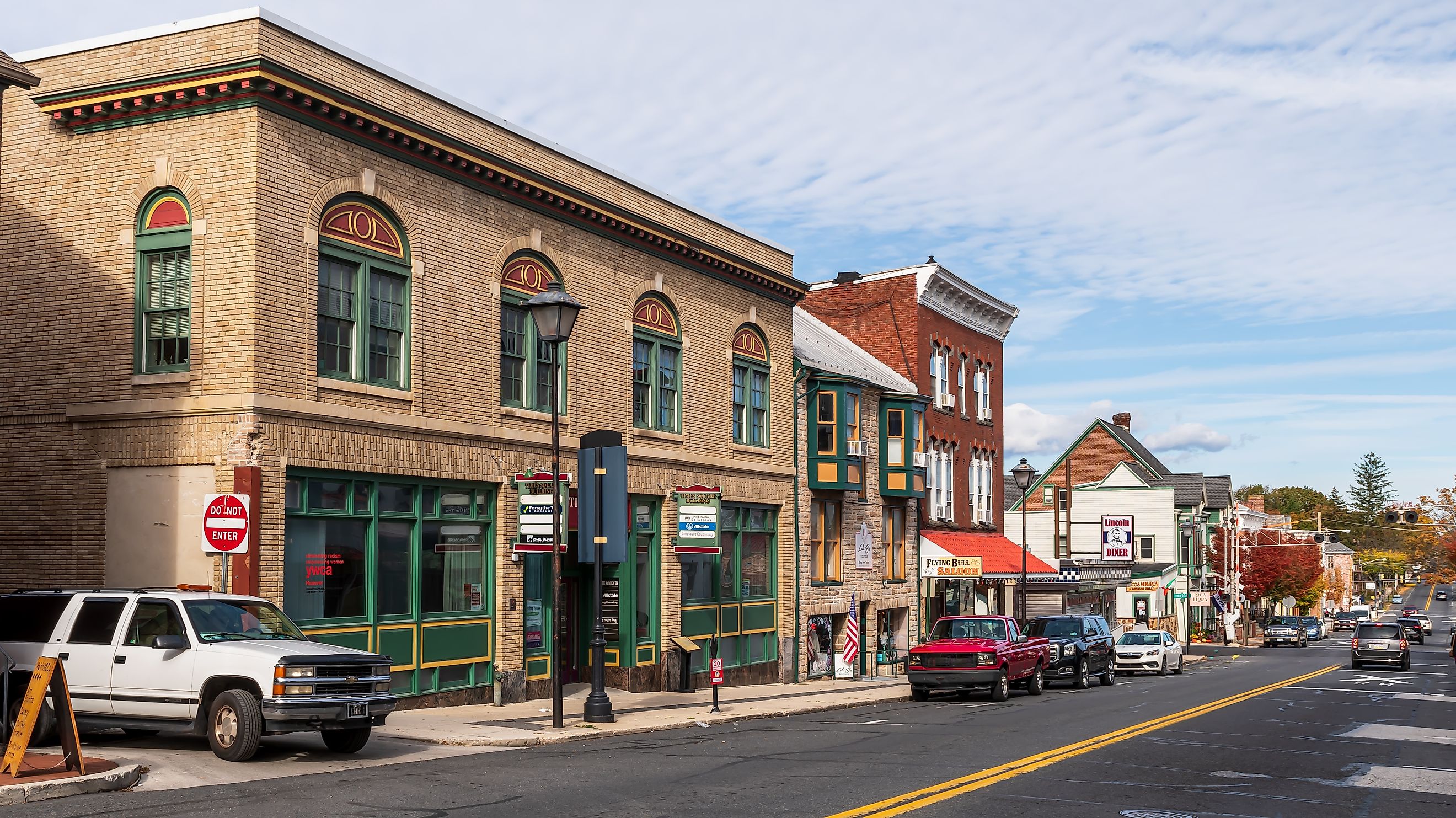 View along Carlisle Street in downtown Gettysburg, Pennsylvania. Editorial credit: woodsnorthphoto / Shutterstock.com