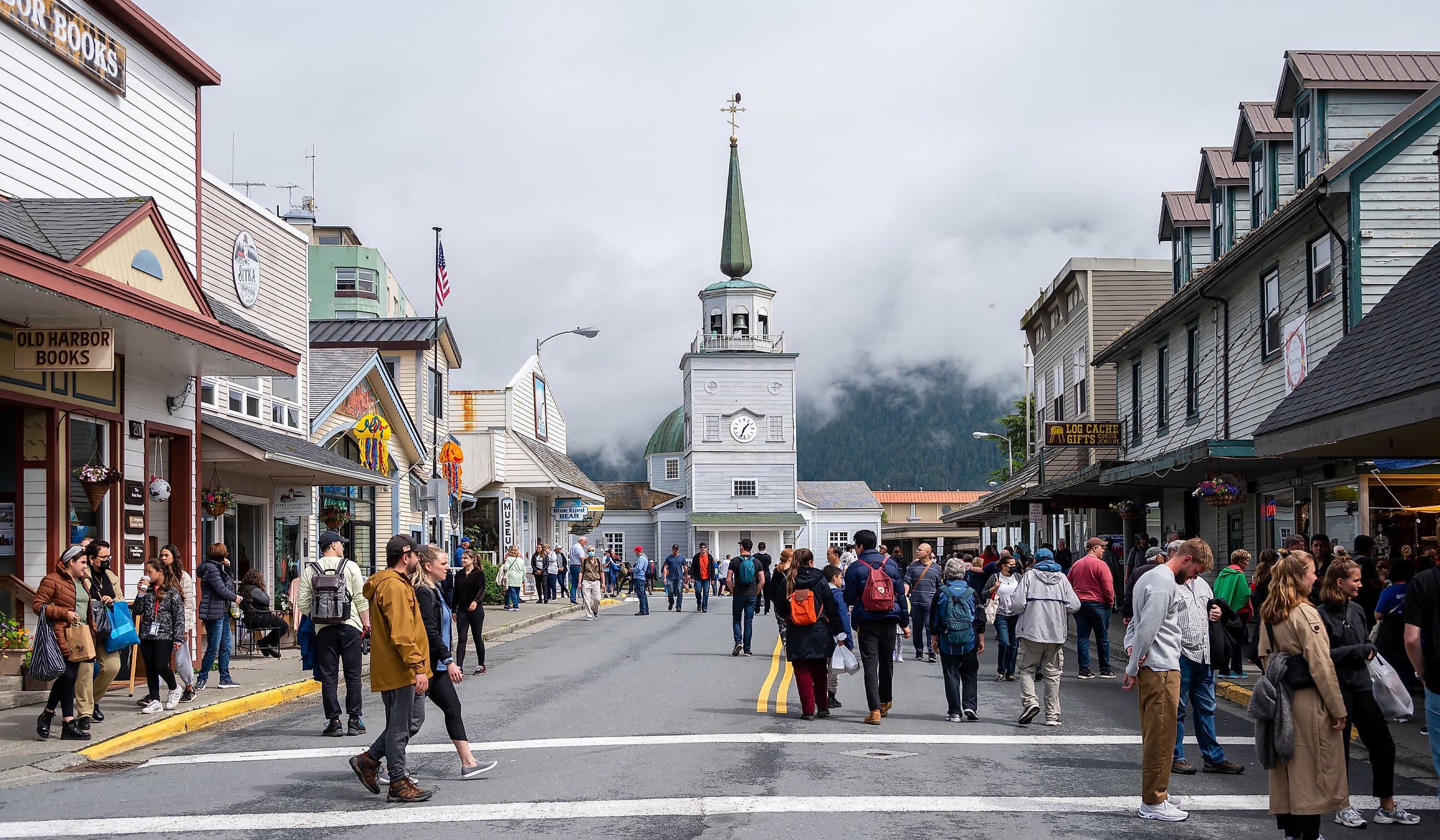 Main Street in Sitka, Alaska. Editorial credit: Jeff Whyte / Shutterstock.com.