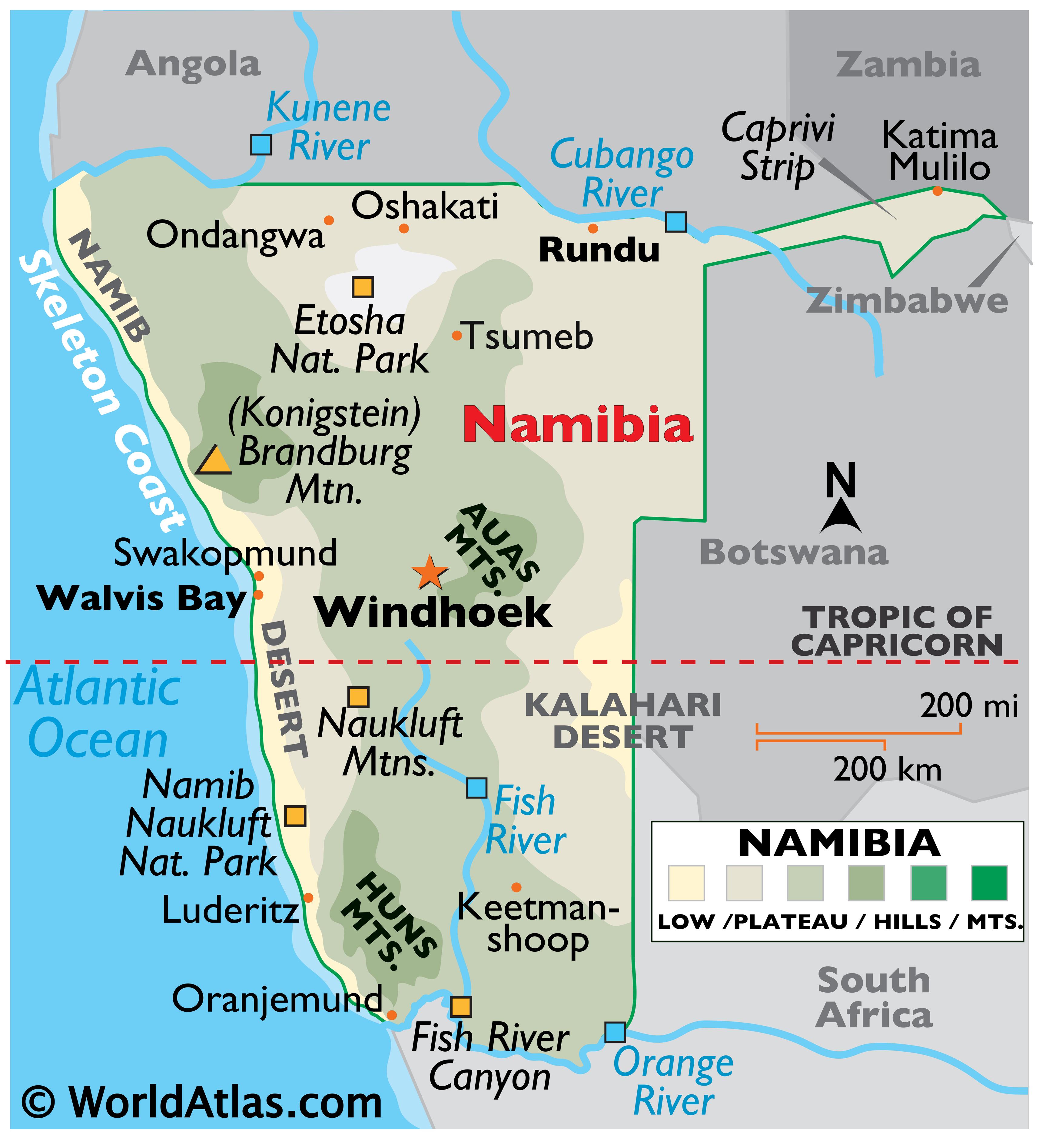 Namibia Large Color Map