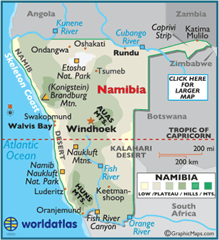 Namibia land statistics - World Atlas