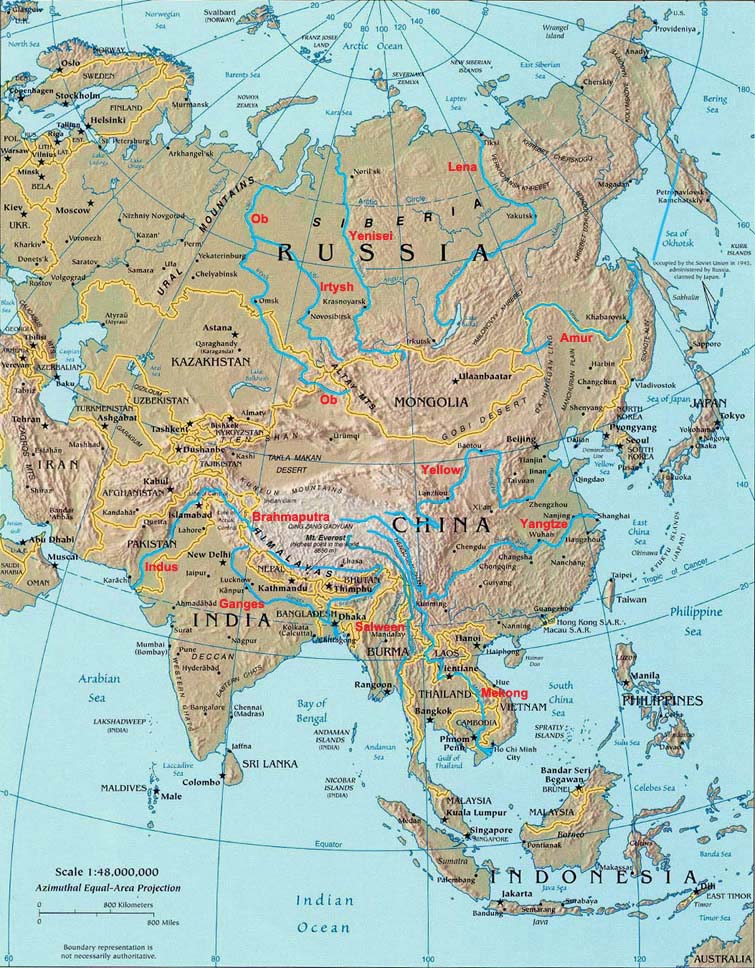 map of asia with rivers Rivers Of Asia Landforms Of Asia Worldatlas Com map of asia with rivers