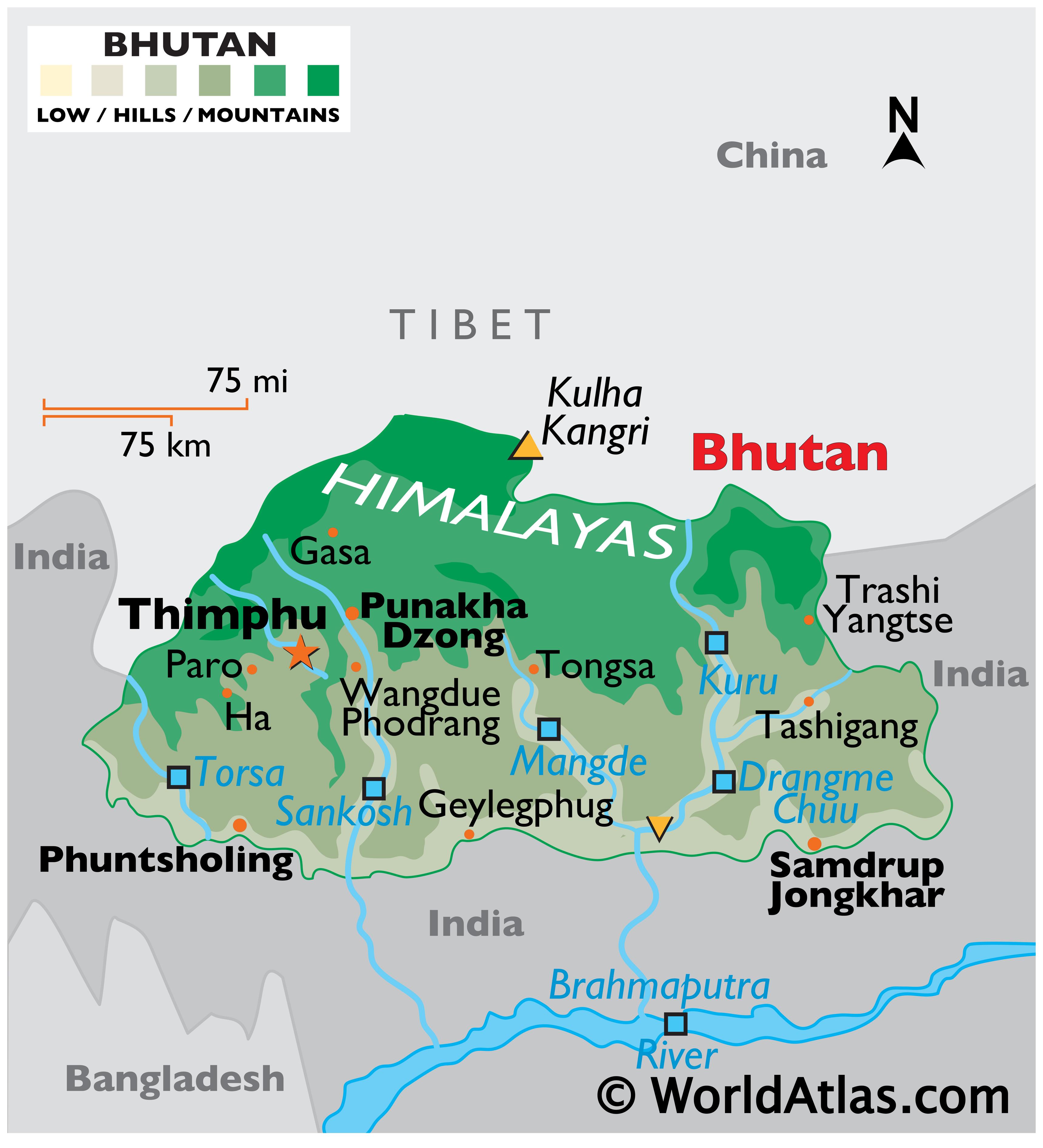 Bhutan Large Color Map   Btcolor 