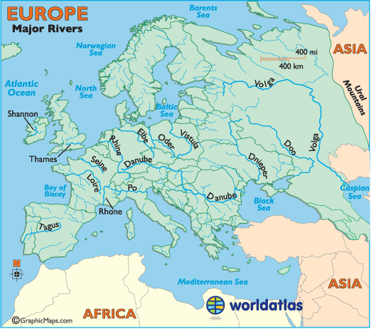 Europe Rivers Map