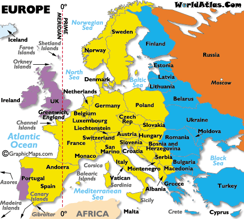 european time zone map