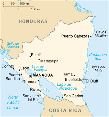 Nicaragua CIA Map - Official Map of Nicaragua, Central American ...