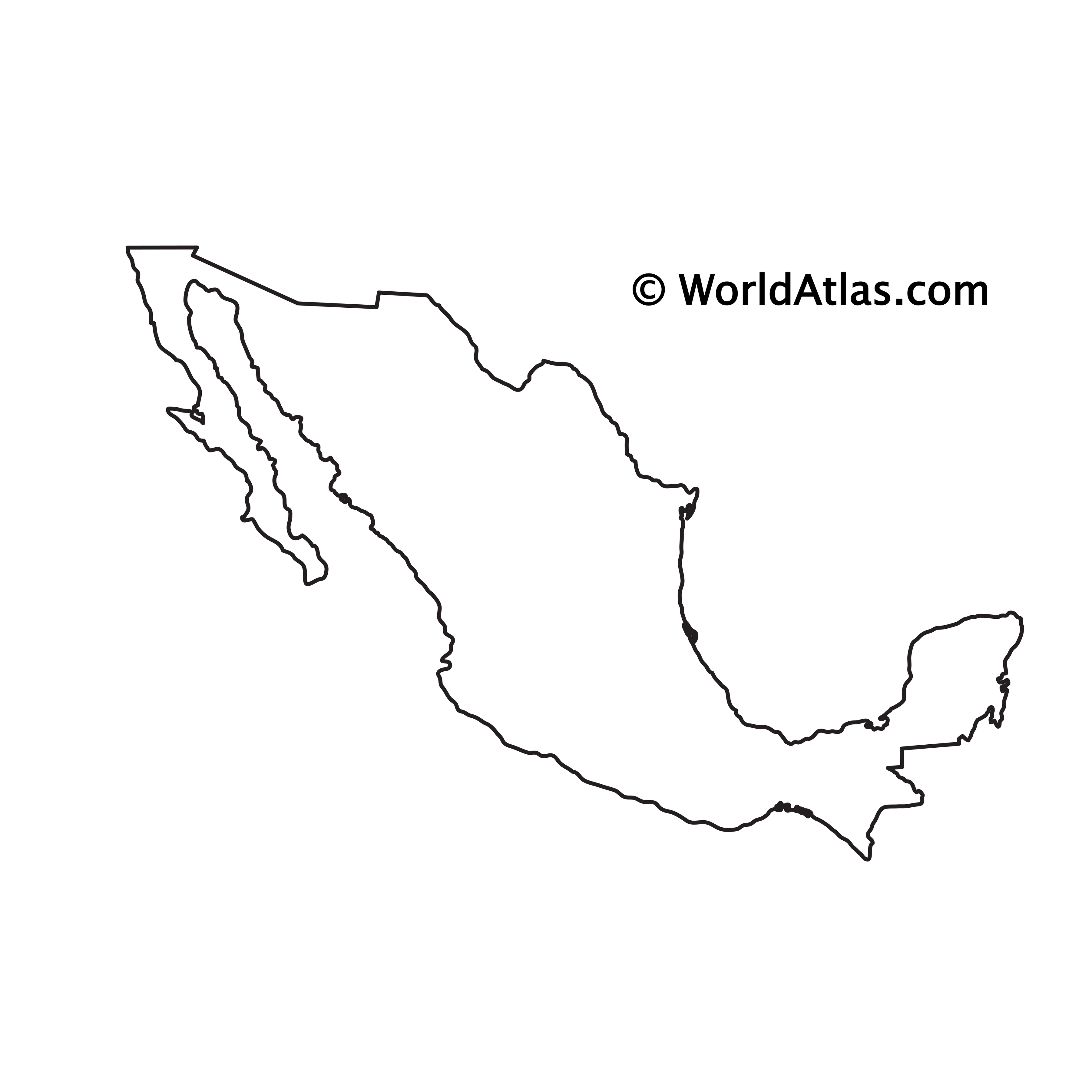 Outline Map of Mexico Outline Map