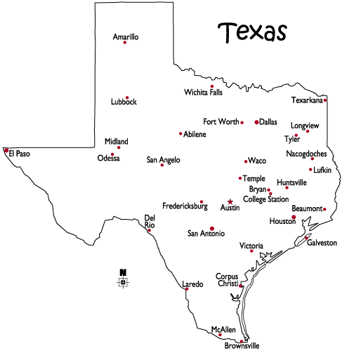 Texas State Map With Major Cities Texas Major Cities Map