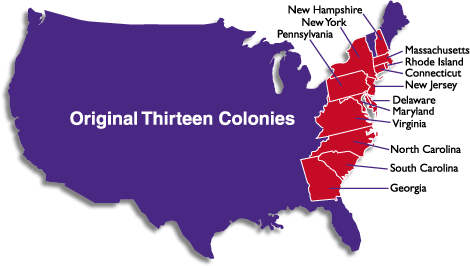 13 original colonies map Original Thirteen Colonies United States Original 13 Colonies Map 13 original colonies map