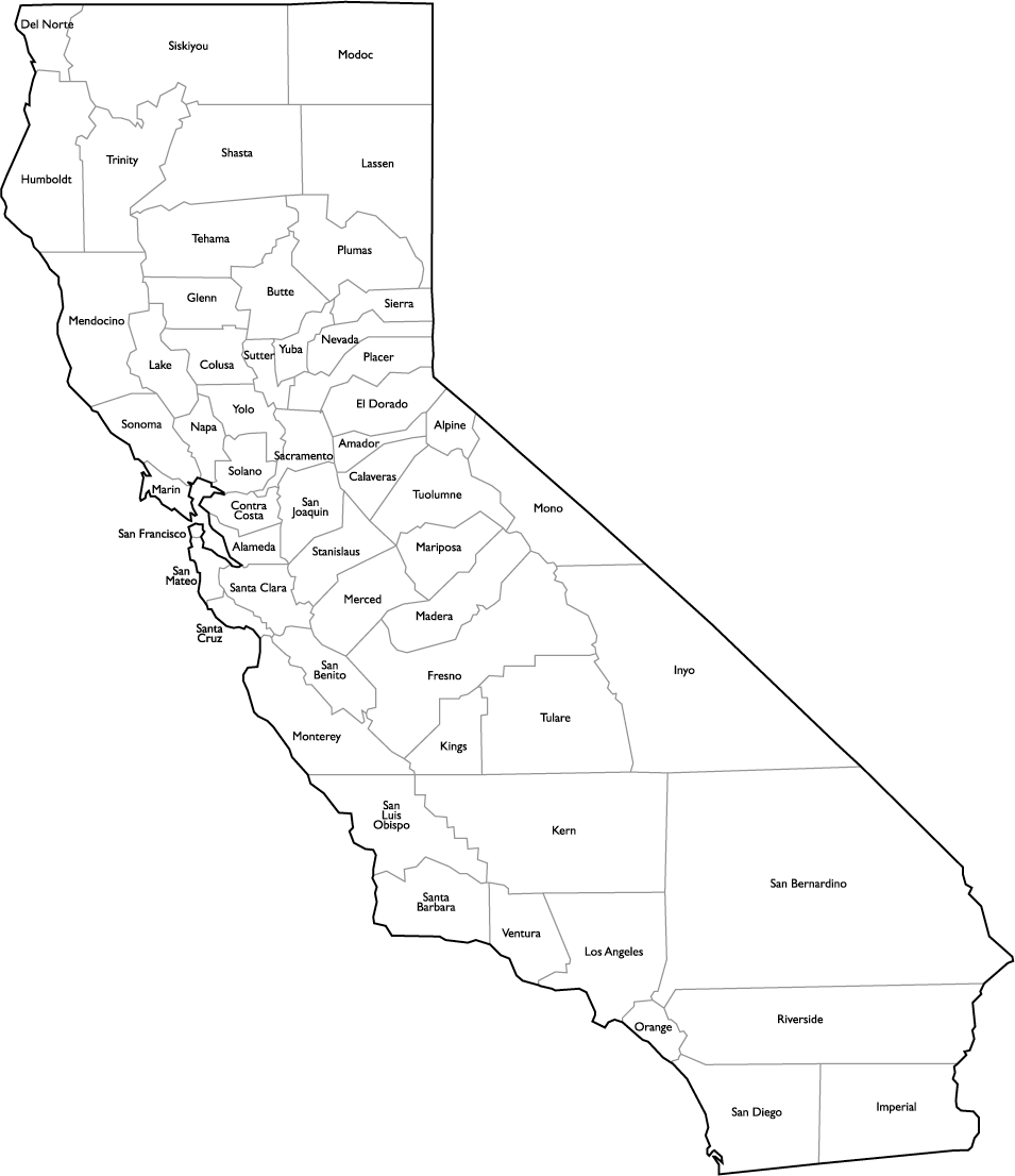 Printable Map Of California Counties Printable Word Searches