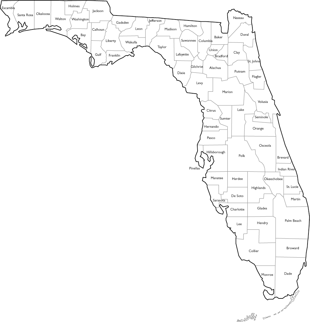 Florida By County Map 2018
