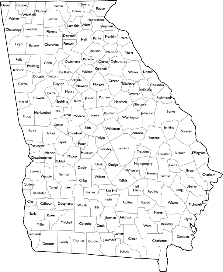 Printable Map Of Georgia Counties Printable Templates