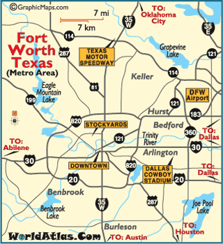 Map of Fort Worth Texas - Fort Worth Attractions, Fort Worth Stockyards ...