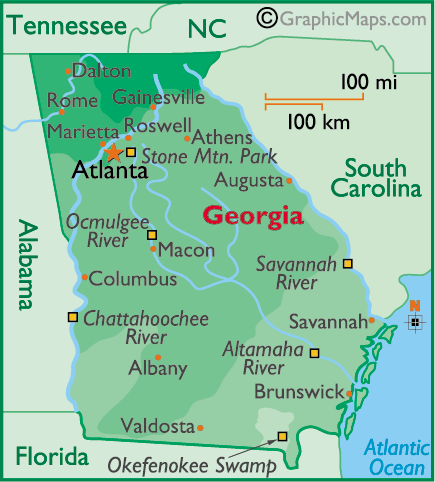 Georgia map by World Atlas