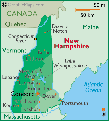 New Hampshire map by World Atlas