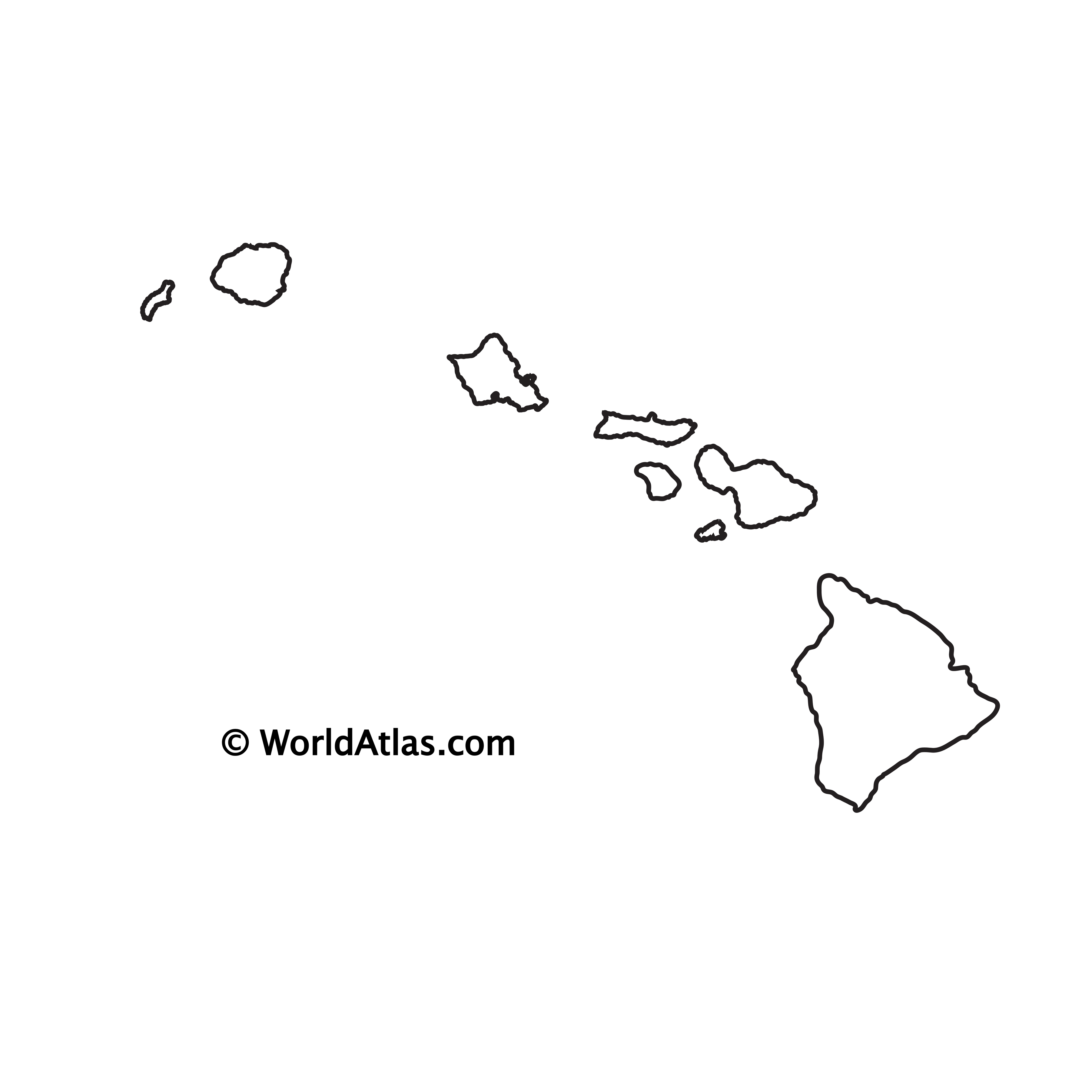 Hawaii Us State Blank Map Image Mapa Polityczna Features Outline ...