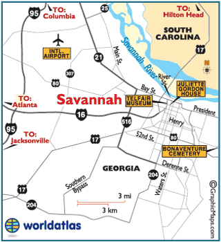 Savannah Georgia Map - Things to Do in Savannah, Telfair Museum of Art ...