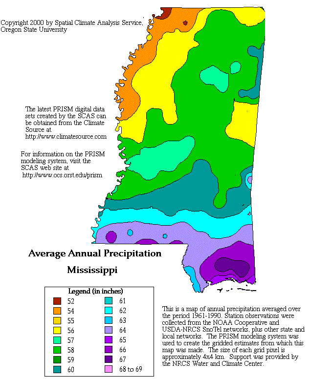 Mississippi Precipitation Map