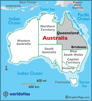 Queensland latitude, longitude, absolute and relative locations - World ...