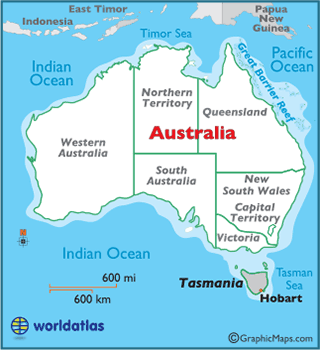 Tasmania latitude, longitude, absolute and relative locations - World Atlas