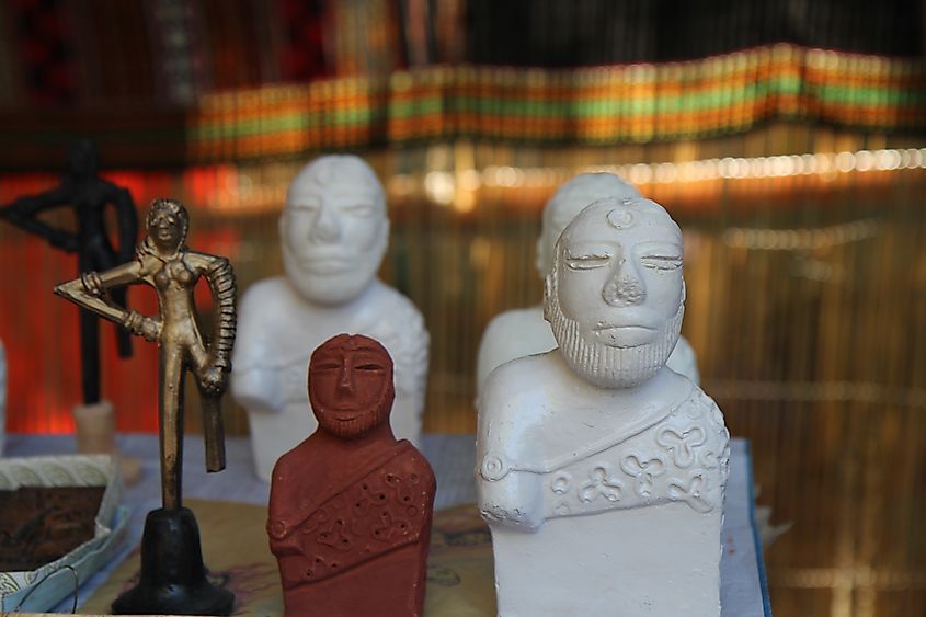 The Dancing Girl and Priest-King pottery sculptures are made with un-fired clay.
