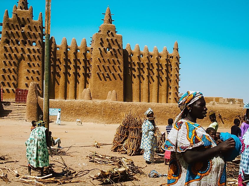 Timbuktu, Mali: Women selling wood in the market